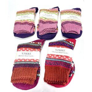 Women’s Wool Socks 5 Pairs Warm Winter Cozy Thermal Soft Cotton Blend Size 5-8